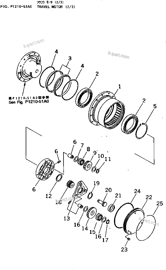 Komatsu parts book diagram for PC40-7 S/N 18001-UP: TRAVEL MOTOR (2/3)