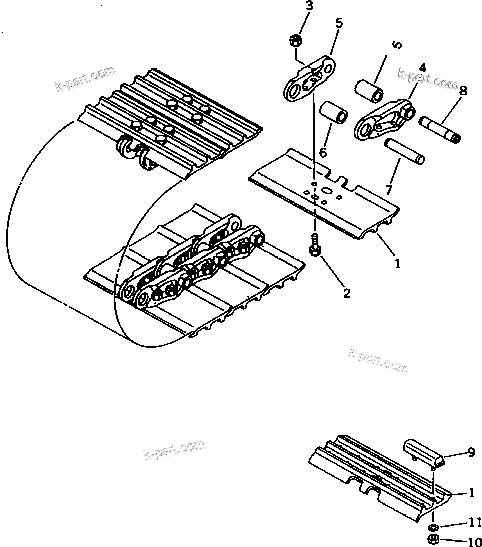 Komatsu parts book diagram for PC40-7 S/N 18001-UP: TRACK SHOE (TRIPLE GROUSER WITH HOLE) (FOR STEEL SHOE)