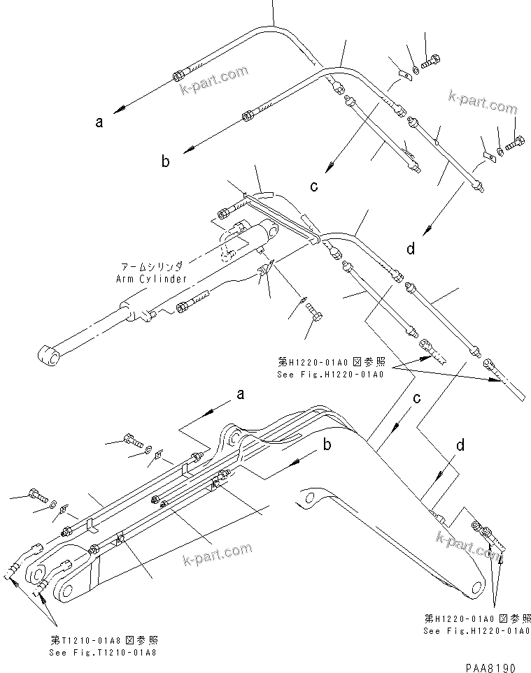 Komatsu parts book diagram for PC40-7 S/N 18001-UP: HYDRAULIC PIPING (ARM AND BUCKET CYLINDER LINE) (FOR BREAKER ARM)(#24522-)
