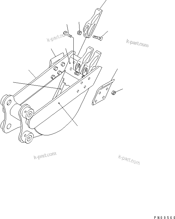 Komatsu parts book diagram for PC40-7 S/N 18001-UP: BUCKET ? 0.05M3 (MINI 0.08M3) 365MM
