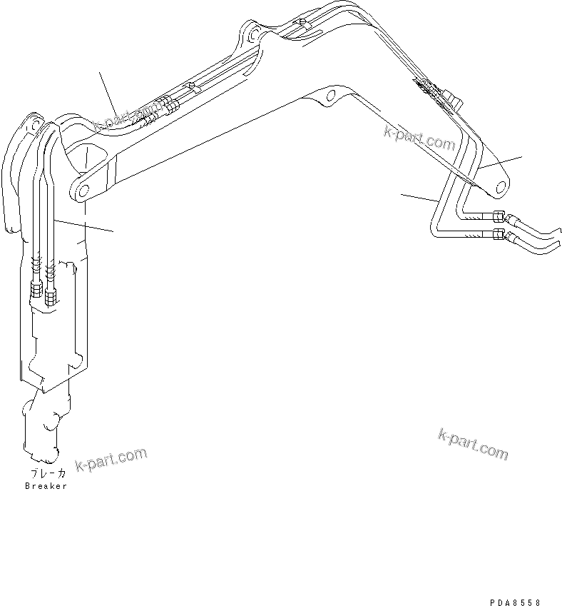 Komatsu parts book diagram for PC40-7 S/N 18001-UP: BREAKER WORK EQUIPMENT HOSE(#24522-)