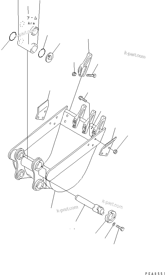 Komatsu parts book diagram for PC40-7 S/N 18001-UP: BUCKET (BOLT PIN TYPE ? WITH ADJUSTER)(#24522-)