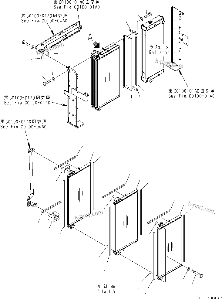 Komatsu parts book diagram for PC400-7-M1 S/N 50001-UP: COOLING (OIL COOLER)