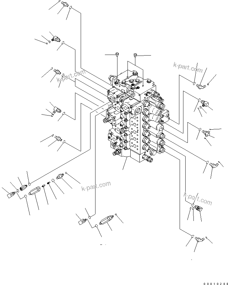 Komatsu parts book diagram for PC400-7-M1 S/N 50001-UP: MAIN VALVE (CONNECTING PARTS) (1/2)