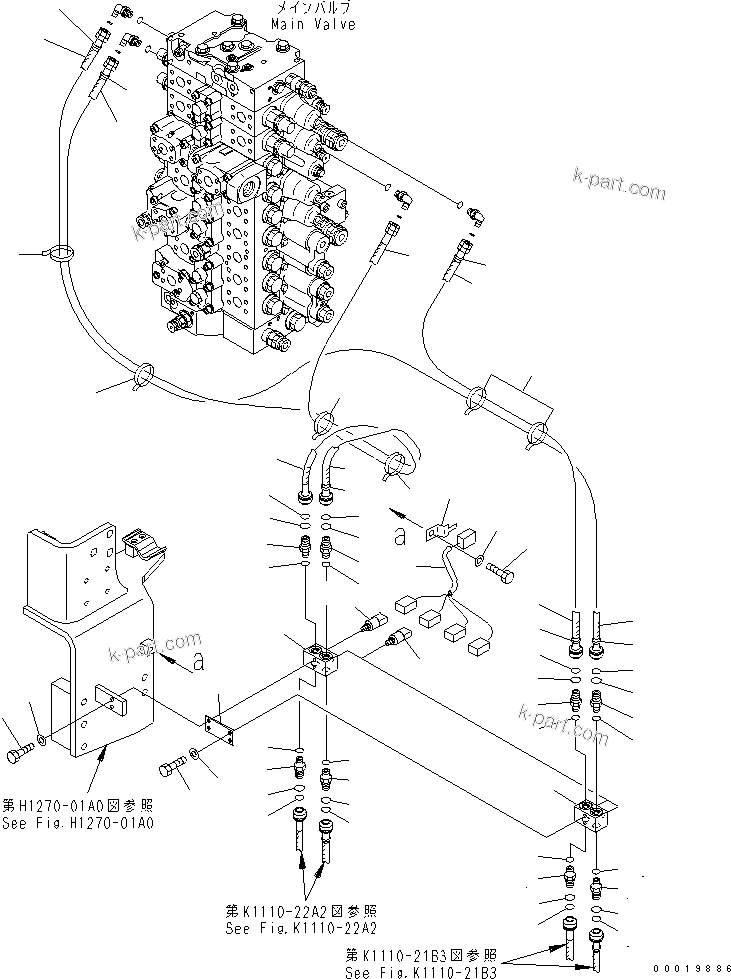Komatsu parts book diagram for PC400-7-M1 S/N 50001-UP: PPC MAIN LINE (BLOCK) (2 ACTUATOR)