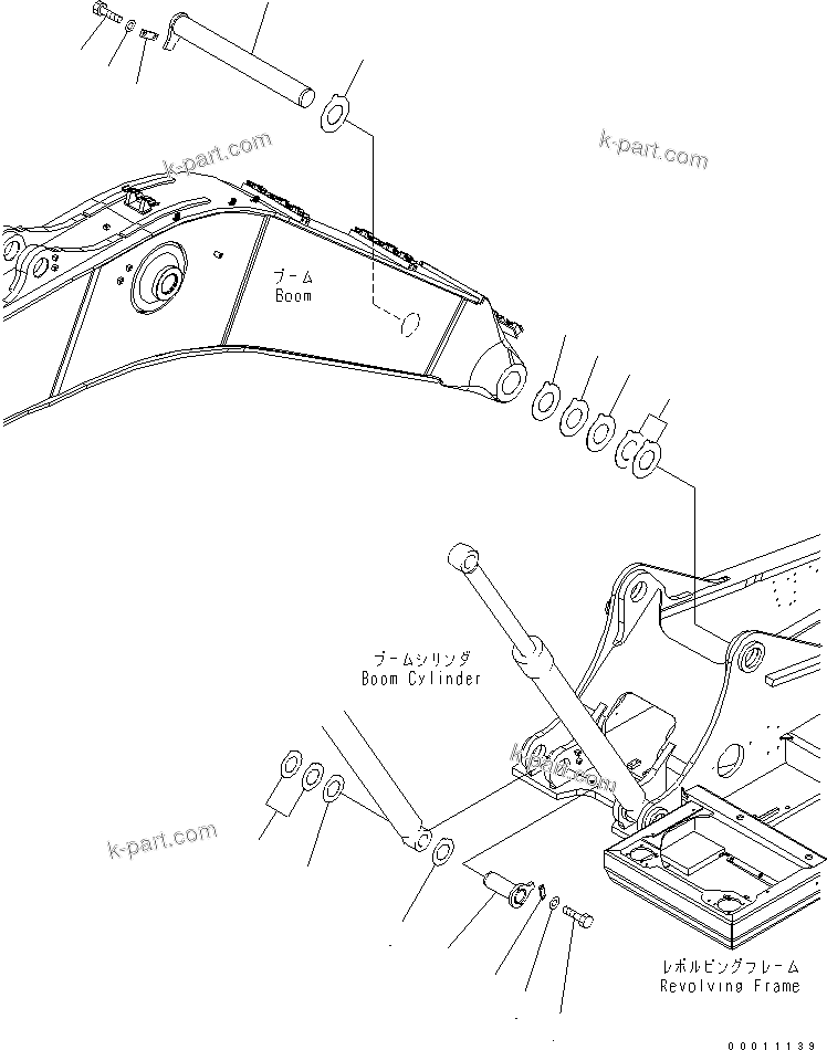 Komatsu parts book diagram for PC400-7-M1 S/N 50001-UP: BOOM FOOT PIN