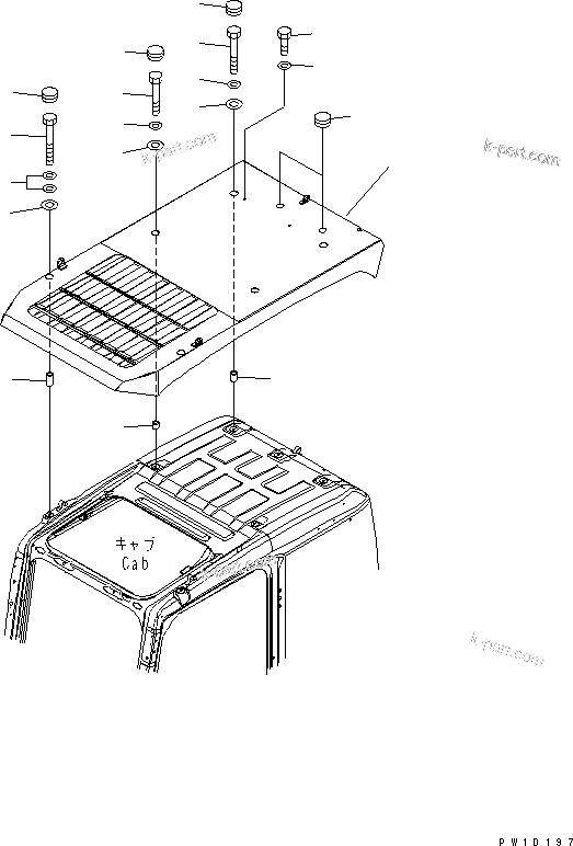Komatsu parts book diagram for PC400-7-M1 S/N 50001-UP: TOP GUARD