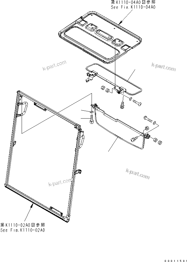 Komatsu parts book diagram for PC400-7-M1 S/N 50001-UP: SUN VISOR(#50001-50067)