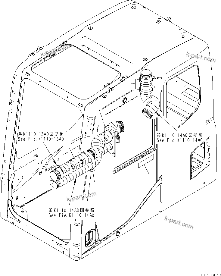 Komatsu parts book diagram for PC400-7-M1 S/N 50001-UP: FLOOR FRAME (OPERATOR'S CAB) (CLAMP AND PLATE)