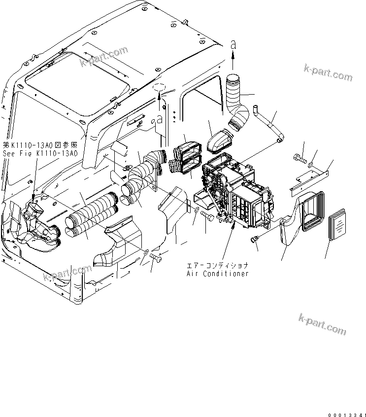 Komatsu parts book diagram for PC400-7-M1 S/N 50001-UP: FLOOR FRAME (OPERATOR'S CAB) (PLATE AND DUCT)