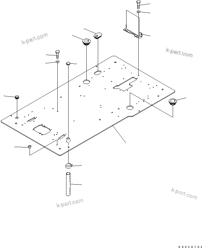 Komatsu parts book diagram for PC400-7-M1 S/N 50001-UP: FLOOR FRAME (OPERATOR'S CAB) (FLOOR FRAME) (2 ACTUATOR)
