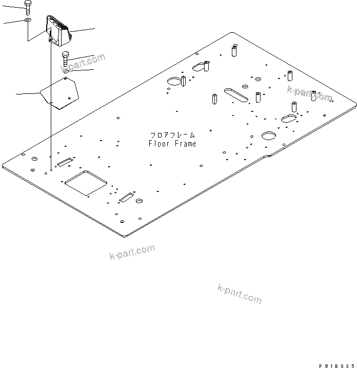 Komatsu parts book diagram for PC400-7-M1 S/N 50001-UP: FLOOR FRAME (OPERATOR'S CAB) (FOOT REST) (R.H.)