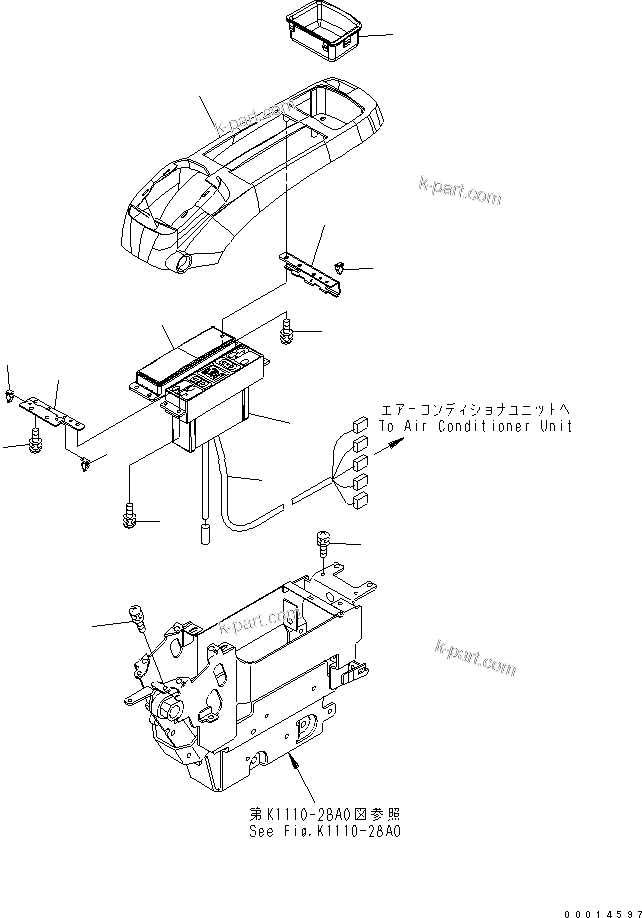 Komatsu parts book diagram for PC400-7-M1 S/N 50001-UP: FLOOR FRAME (OPERATOR'S CAB) (CONSOLE) (UPPER) (WITHOUT RADIO) (L.H.)