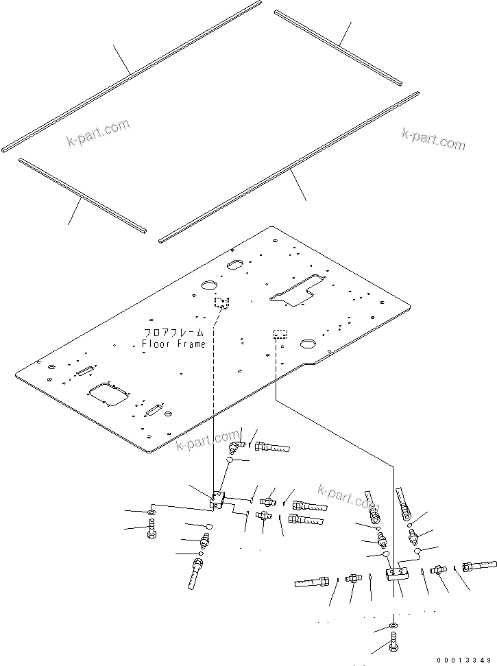 Komatsu parts book diagram for PC400-7-M1 S/N 50001-UP: FLOOR FRAME (OPERATOR'S CAB) (P ?T BLOCK AND SEAL)