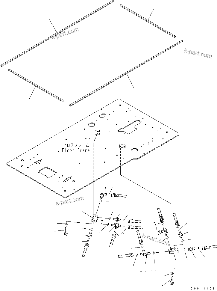 Komatsu parts book diagram for PC400-7-M1 S/N 50001-UP: FLOOR FRAME (OPERATOR'S CAB) (P ?T BLOCK AND SEAL) (1 ACTUATOR)