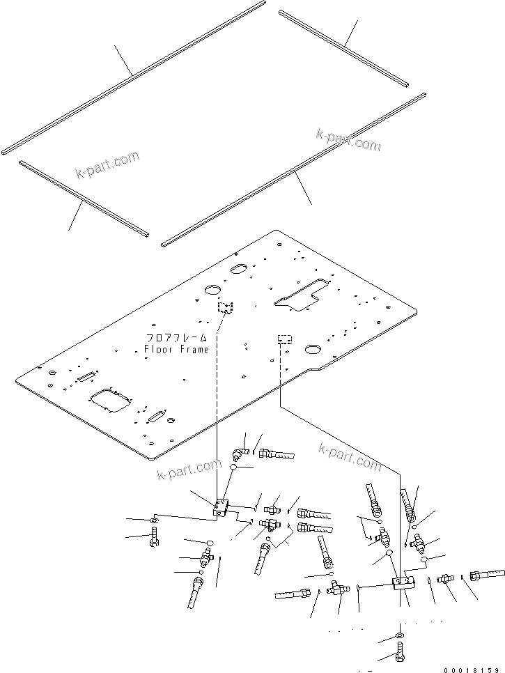 Komatsu parts book diagram for PC400-7-M1 S/N 50001-UP: FLOOR FRAME (OPERATOR'S CAB) (P ?T BLOCK AND SEAL) (2 ACTUATOR)