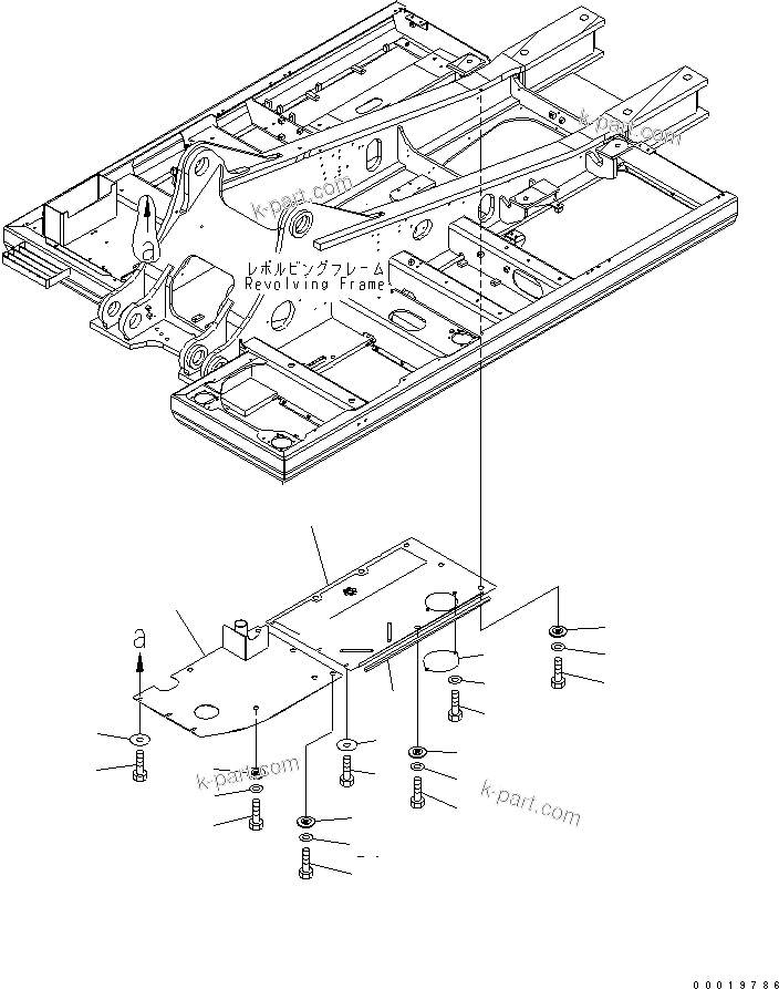 Komatsu parts book diagram for PC400-7-M1 S/N 50001-UP: UNDER COVER (REVOLVING FRAME) (FUEL SELF SUPPLY PUMP) (R.H.)