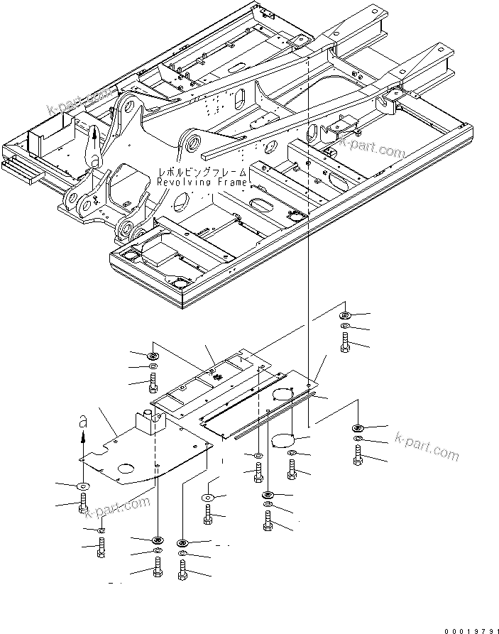 Komatsu parts book diagram for PC400-7-M1 S/N 50001-UP: UNDER COVER (HEAVY DUTY) (REVOLVING FRAME) (FUEL SELF SUPPLY PUMP) (R.H.)