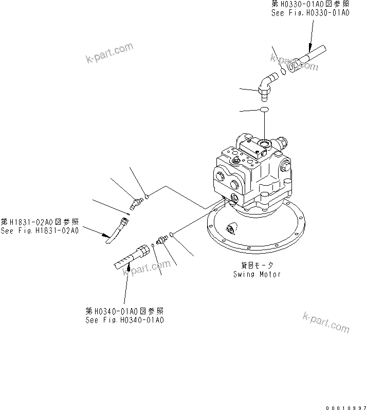 Komatsu parts book diagram for PC400-7-M1 S/N 50001-UP: SWING MOTOR (CONNECTING PARTS)
