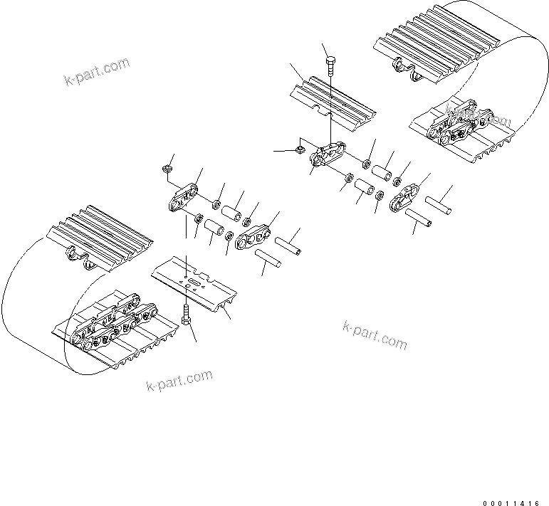 Komatsu parts book diagram for PC400-7-M1 S/N 50001-UP: TRACK SHOE (TRIPLE GROUSER WITH HOLE) (600MM WIDE)
