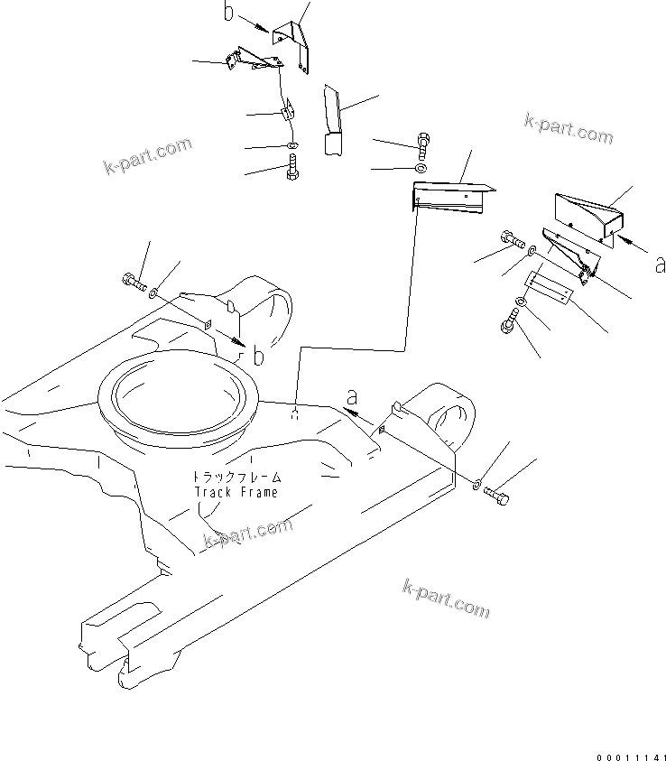 Komatsu parts book diagram for PC400-7-M1 S/N 50001-UP: TRAVEL PIPING GUARD (FOR VARIABLE GAUGE)