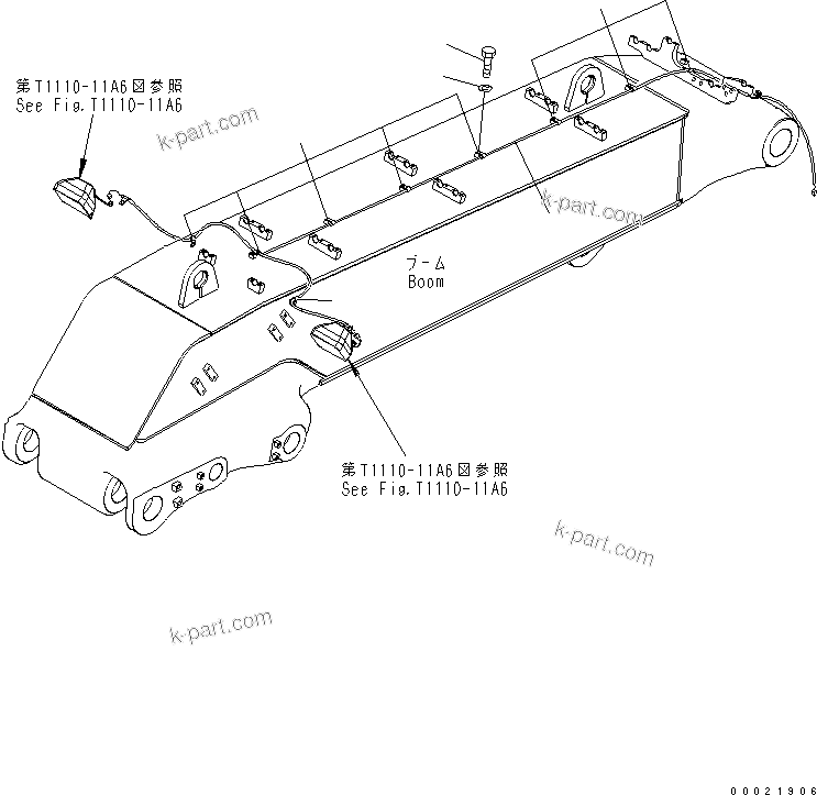 Komatsu parts book diagram for PC400-7-M1 S/N 50001-UP: BOOM (WORKING LAMP HARNESS) (LOADER)