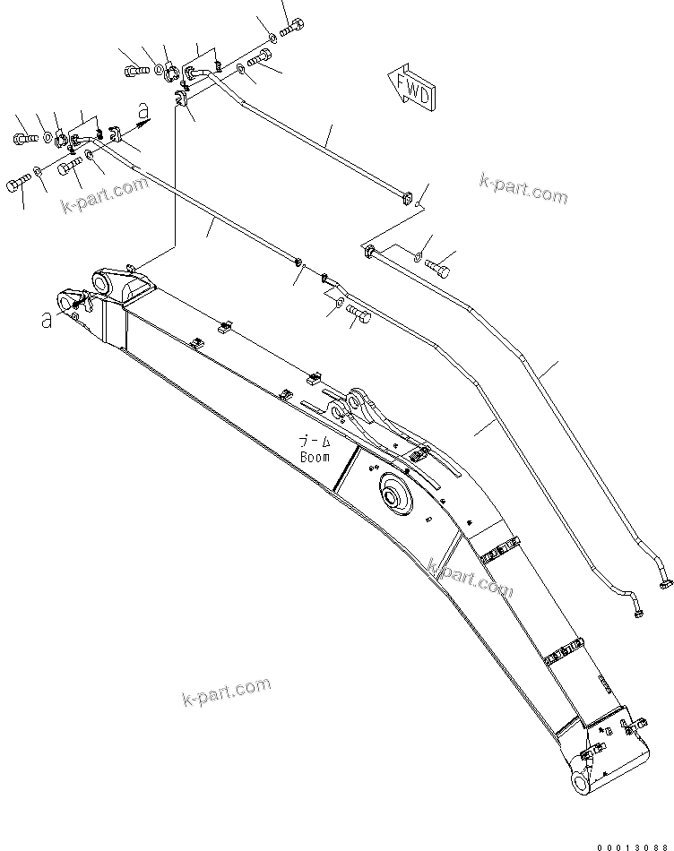 Komatsu parts book diagram for PC400-7-M1 S/N 50001-UP: BOOM (ADDITIONAL LINE) (FOR ADDITIONAL PIPING)