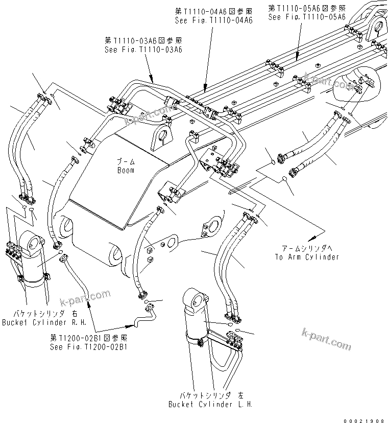 Komatsu parts book diagram for PC400-7-M1 S/N 50001-UP: BOOM (BUCKET CYLINDER LINE) (HOSE) (LOADER) (LOOSE-SUPPLY ITEM)