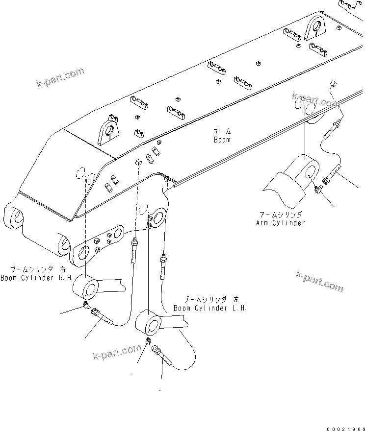 Komatsu parts book diagram for PC400-7-M1 S/N 50001-UP: BOOM (LUBRICATING LINE) (HOSE) (LOADER) (LOOSE-SUPPLY ITEM)