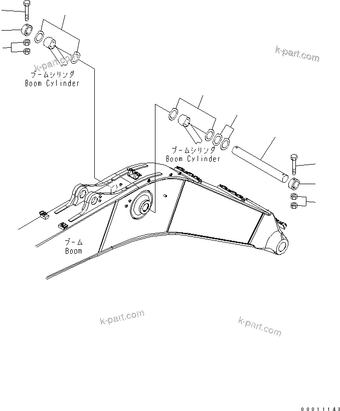 Komatsu parts book diagram for PC400-7-M1 S/N 50001-UP: B00M CYLINDER TOP PIN