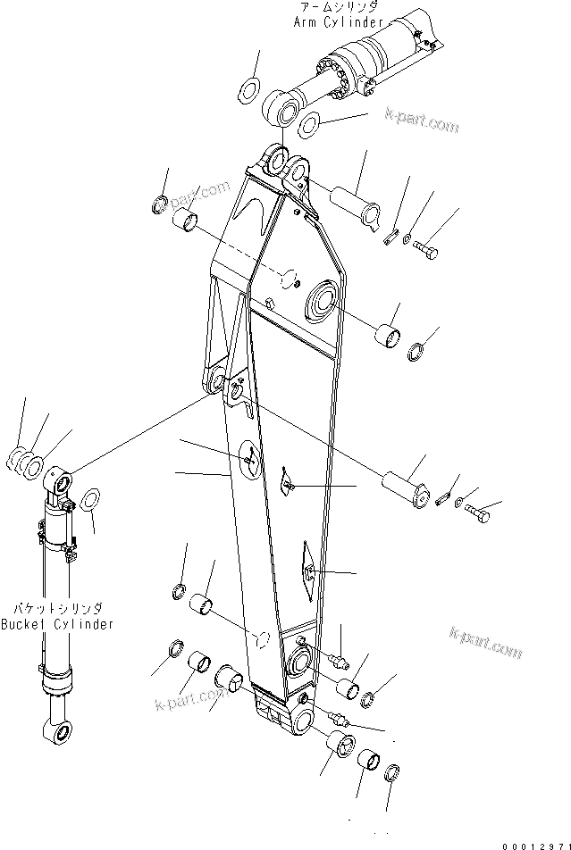 Komatsu parts book diagram for PC400-7-M1 S/N 50001-UP: ARM (3.4M) (HEAVY DUTY) (FOR ADDITIONAL PIPING)