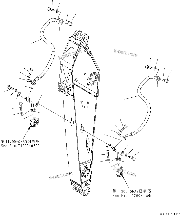 Komatsu parts book diagram for PC400-7-M1 S/N 50001-UP: ARM (2.9M) (ADDITIONAL PIPING)