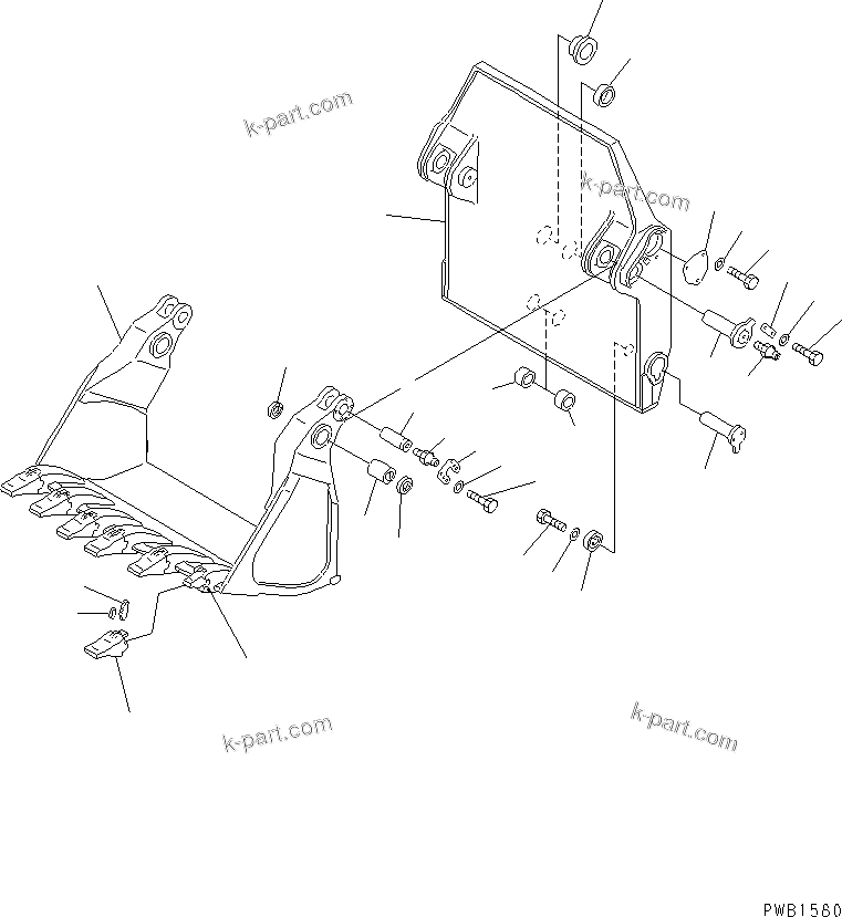 Komatsu parts book diagram for PC400-7-M1 S/N 50001-UP: BUCKET ? 2.6M3 (FOR BOTTOM DUMP LOADER)