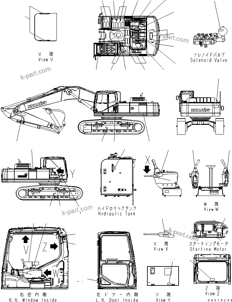 Komatsu parts book diagram for PC400-7-M1 S/N 50001-UP: DECAL AND PLATE (JAPANESE)