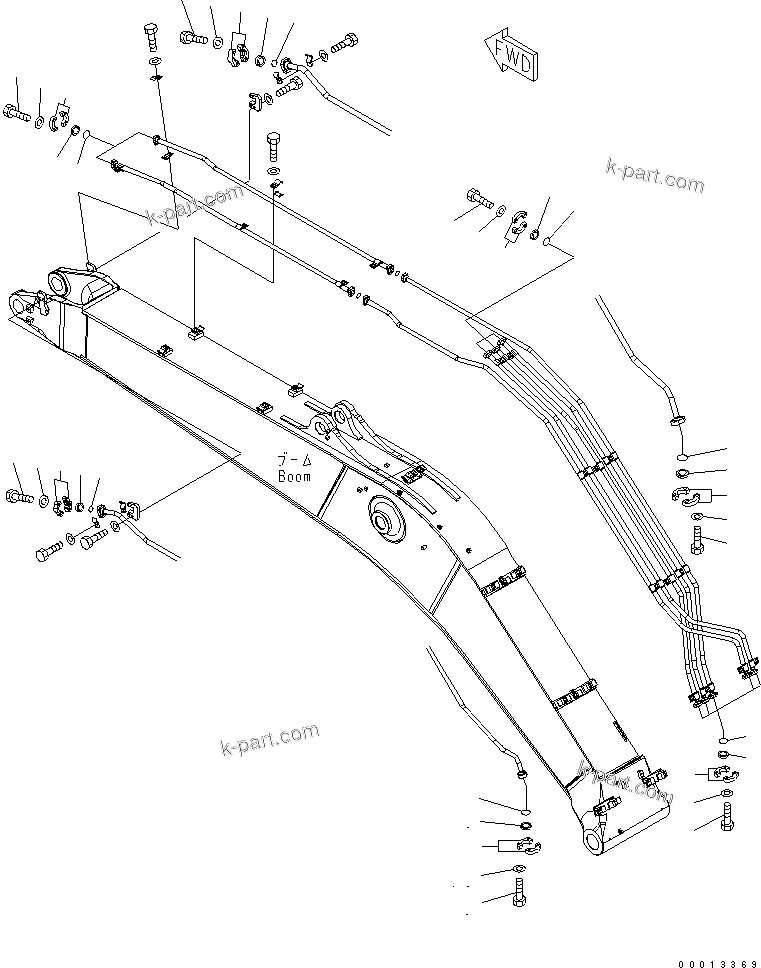 Komatsu parts book diagram for PC400-7-M1 S/N 50001-UP: BLIND PARTS (BOOM) (1 ACTUATOR) (FOR COMPONENT)(#50001-50038)