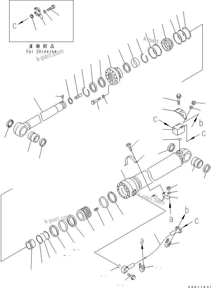 Komatsu parts book diagram for PC400-7-M1 S/N 50001-UP: ARM CYLINDER