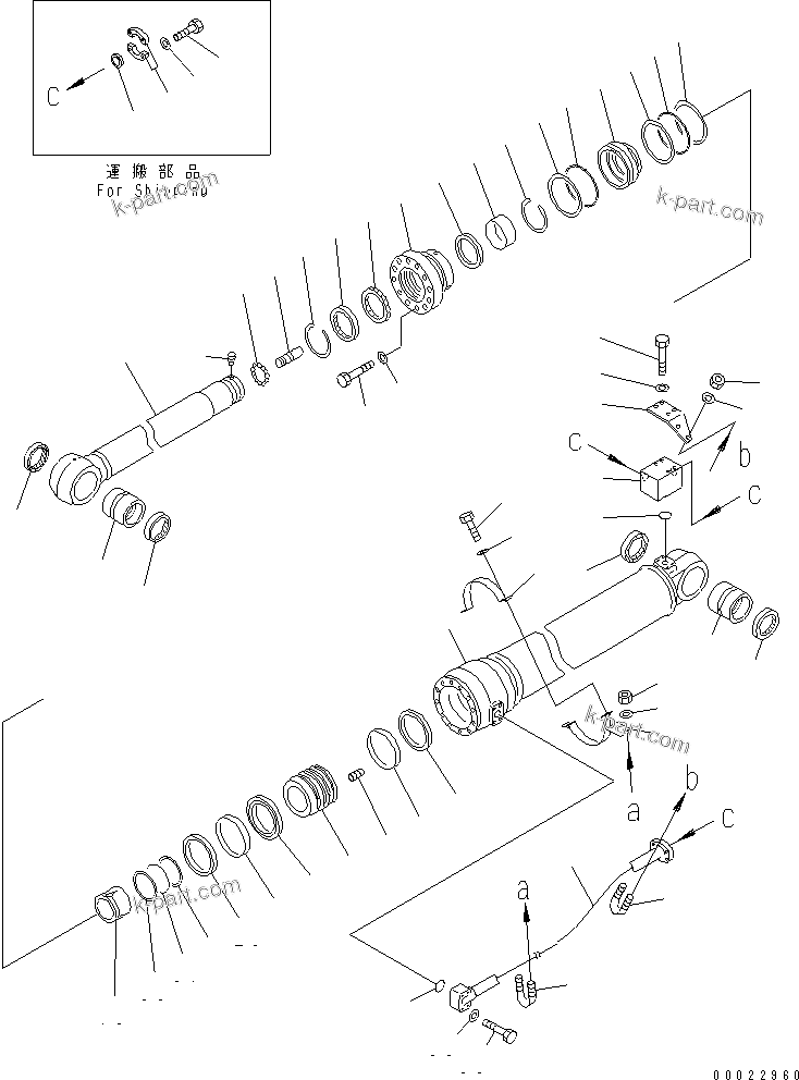 Komatsu parts book diagram for PC400-7-M1 S/N 50001-UP: ARM CYLINDER (FOR 2.4M ARM)