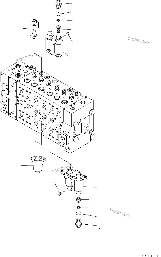 Komatsu parts book diagram for PC400-7-M1 S/N 50001-UP: MAIN VALVE (1-ACTUATOR) (2/20)