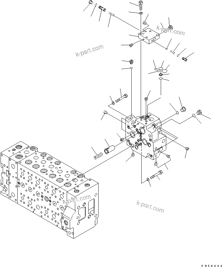 Komatsu parts book diagram for PC400-7-M1 S/N 50001-UP: MAIN VALVE (1-ACTUATOR) (14/20)