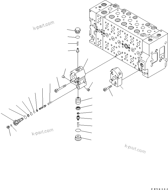 Komatsu parts book diagram for PC400-7-M1 S/N 50001-UP: MAIN VALVE (1-ACTUATOR) (16/20)