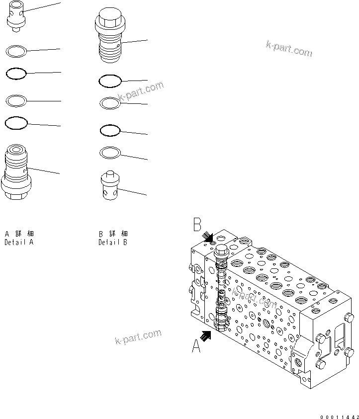 Komatsu parts book diagram for PC400-7-M1 S/N 50001-UP: MAIN VALVE (1-ACTUATOR) (18/20)
