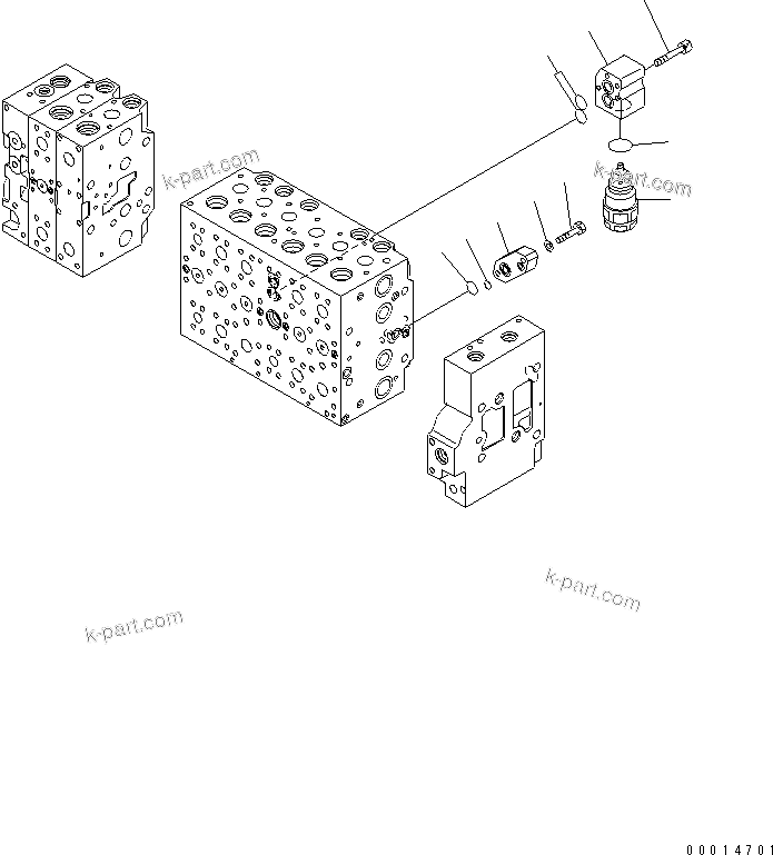Komatsu parts book diagram for PC400-7-M1 S/N 50001-UP: MAIN VALVE (2-ACTUATOR) (6/23)