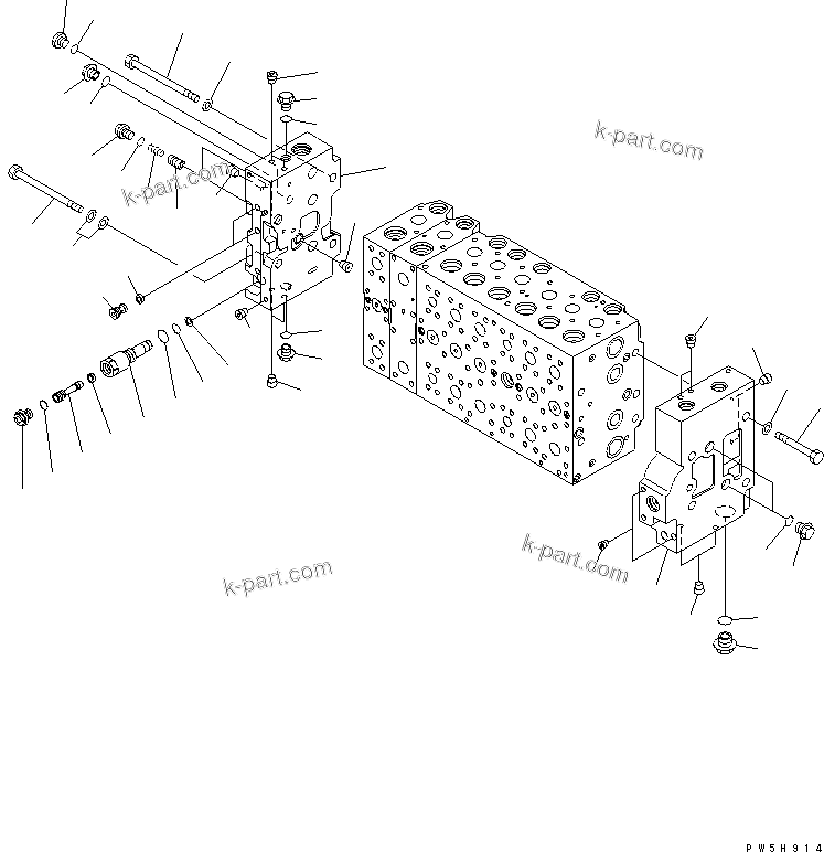 Komatsu parts book diagram for PC400-7-M1 S/N 50001-UP: MAIN VALVE (2-ACTUATOR) (7/23)