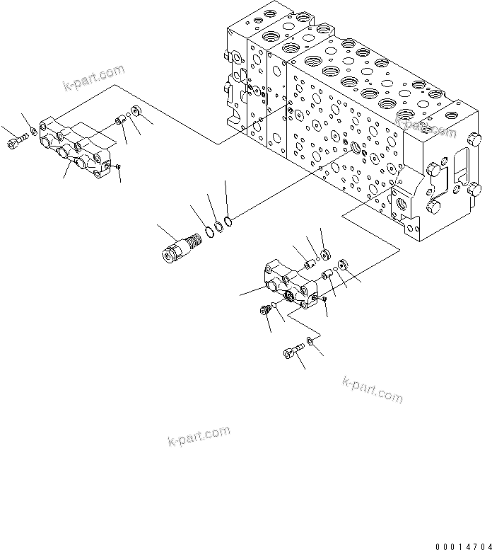 Komatsu parts book diagram for PC400-7-M1 S/N 50001-UP: MAIN VALVE (2-ACTUATOR) (10/23)