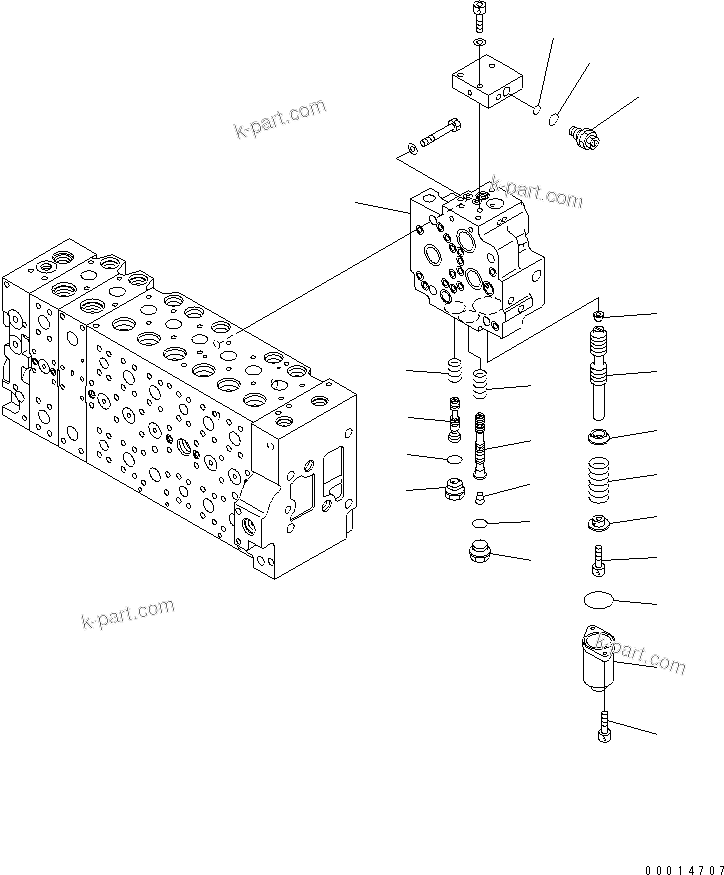 Komatsu parts book diagram for PC400-7-M1 S/N 50001-UP: MAIN VALVE (2-ACTUATOR) (13/23)