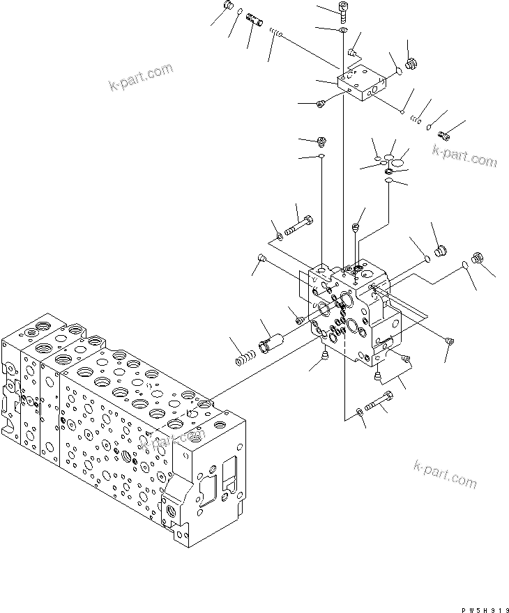 Komatsu parts book diagram for PC400-7-M1 S/N 50001-UP: MAIN VALVE (2-ACTUATOR) (14/23)