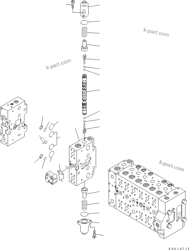 Komatsu parts book diagram for PC400-7-M1 S/N 50001-UP: MAIN VALVE (2-ACTUATOR) (21/23)