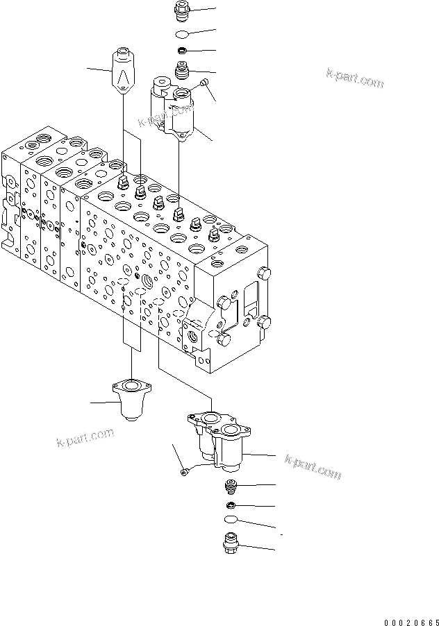 Komatsu parts book diagram for PC400-7-M1 S/N 50001-UP: MAIN VALVE (3-ACTUATOR) (2/25)