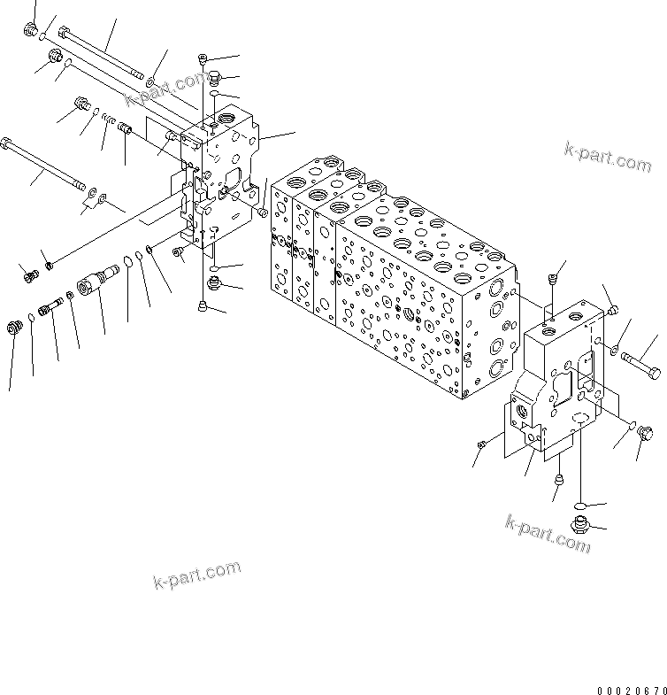 Komatsu parts book diagram for PC400-7-M1 S/N 50001-UP: MAIN VALVE (3-ACTUATOR) (7/25)