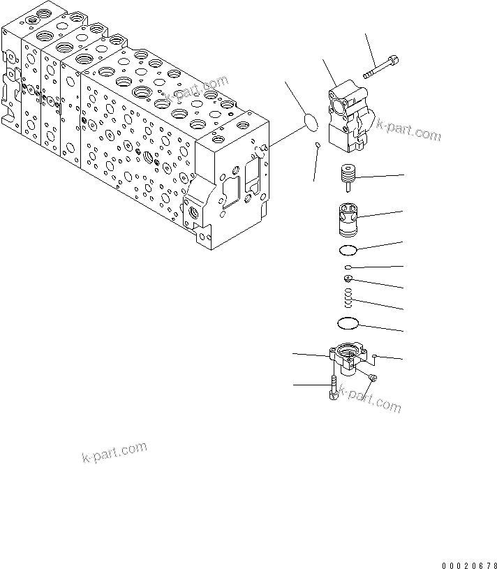 Komatsu parts book diagram for PC400-7-M1 S/N 50001-UP: MAIN VALVE (3-ACTUATOR) (15/25)